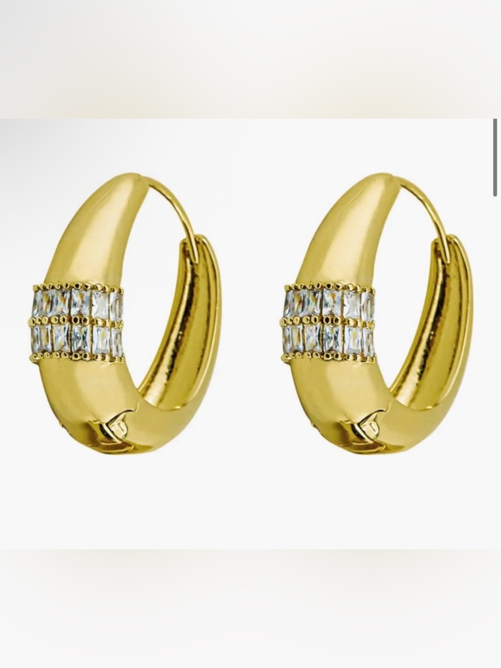 NWOT Panacea Crystal Line Hinge Hoop Earrings